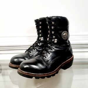 Harley Davidson Leather Black Lace Up Riding Outdoor Boots Sz 10.5